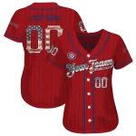 custom washington nationals vertical stripes red jersey best selling