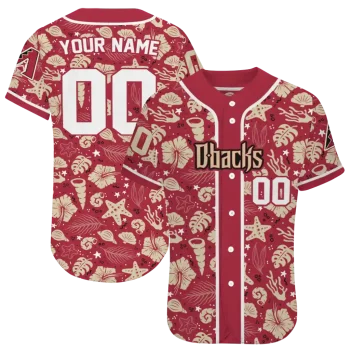 customized arizona diamondbacks tropical hibiscus seashells red jersey best selling