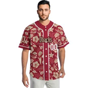 customized arizona diamondbacks tropical hibiscus seashells red jersey fashion forward