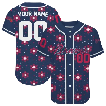 customized atlanta braves snowflake festive navy jersey best selling