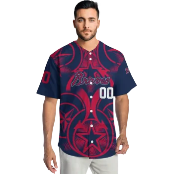 customized atlanta braves star circle navy jersey fashion forward