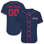 customized atlanta braves stripe pattern navy jersey best selling