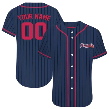 customized atlanta braves stripe pattern navy jersey best selling