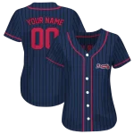 customized atlanta braves stripe pattern navy jersey best selling