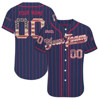 customized atlanta braves vertical stripes navy jersey best selling