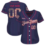 customized atlanta braves vertical stripes navy jersey best selling
