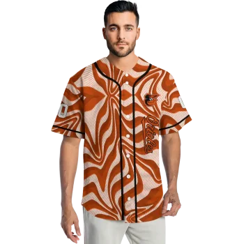 customized baltimore orioles psychedelic curves orange jersey fashion forward