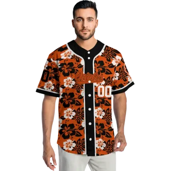customized baltimore orioles tropical hibiscus black jersey fashion forward