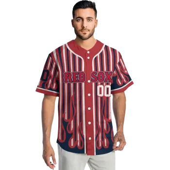 customized boston red sox blazing stripes red jersey fashion forward