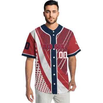 customized boston red sox curved stripes red white jersey fashion forward