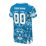customized carolina panthers mirrored pattern blue jersey best selling