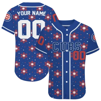 customized chicago cubs snowflake festive blue jersey best selling
