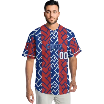 customized chicago cubs squares grid blue jersey fashion forward