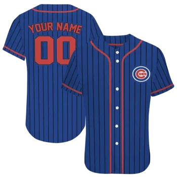 customized chicago cubs stripe pattern blue jersey best selling