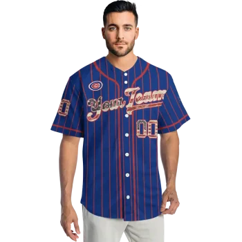 customized chicago cubs vertical stripes blue jersey fashion forward