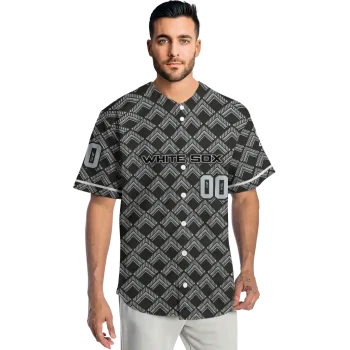 customized chicago white sox chevron interlock black jersey fashion forward