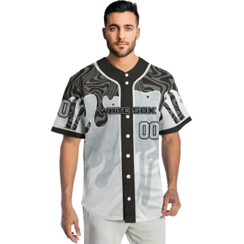 customized chicago white sox pattern drip black white jersey fashion forward