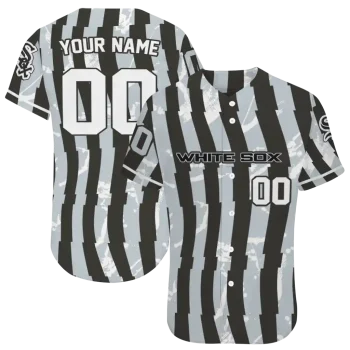 customized chicago white sox stripe paint black jersey best selling