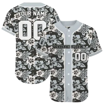 customized chicago white sox tropical hibiscus silver jersey best selling