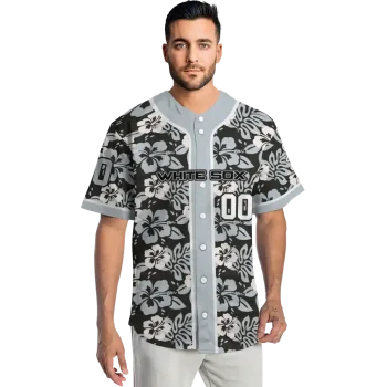 customized chicago white sox tropical hibiscus silver jersey fashion forward