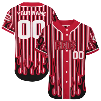 customized cincinnati reds blazing stripes red jersey best selling