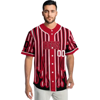 customized cincinnati reds blazing stripes red jersey fashion forward