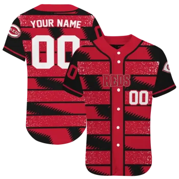 customized cincinnati reds edgy stripes red jersey best selling