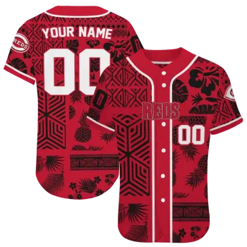 customized cincinnati reds pineapple palm geo red jersey best selling
