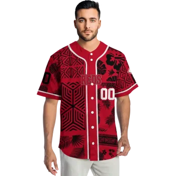 customized cincinnati reds pineapple palm geo red jersey fashion forward
