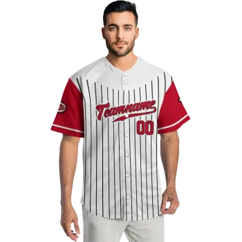 customized cincinnati reds pinstripe red white jersey fashion forward