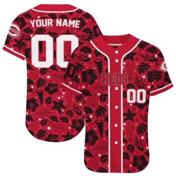 customized cincinnati reds tropical hibiscus seashells red jersey best selling