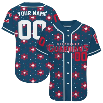 customized cleveland guardians snowflake festive navy blue jersey best selling
