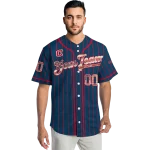 customized cleveland guardians vertical stripes navy blue jersey best selling