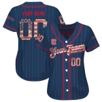 customized cleveland guardians vertical stripes navy blue jersey best selling