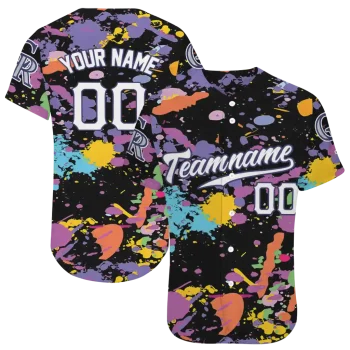 customized colorado rockies paint splatter black jersey best selling