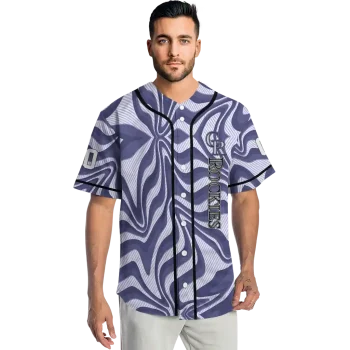 customized colorado rockies psychedelic curves blue jersey fashion forward