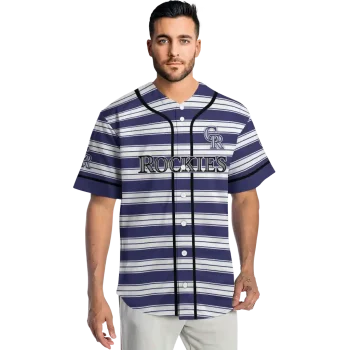 customized colorado rockies stripe layers blue white jersey fashion forward