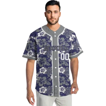 customized colorado rockies tropical hibiscus silver jersey fashion forward