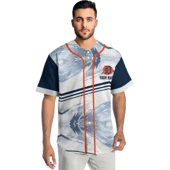 customized detroit tigers arrow fade navy white jersey fashion forward