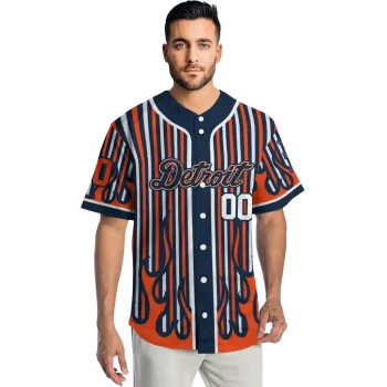 customized detroit tigers blazing stripes navy jersey fashion forward
