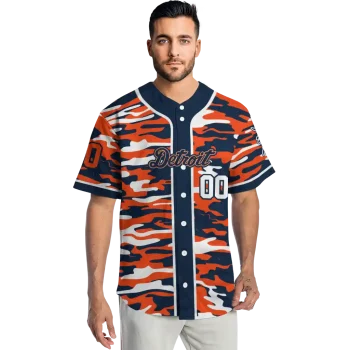 customized detroit tigers camo splash navy jersey fashion forward