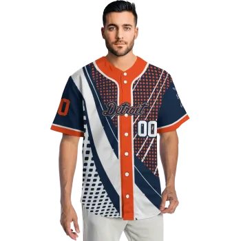customized detroit tigers curved stripes navy white jersey fashion forward