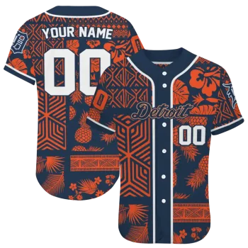 customized detroit tigers pineapple palm geo navy jersey best selling
