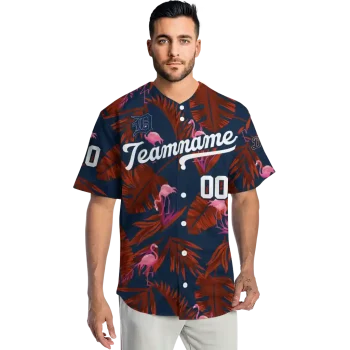 customized detroit tigers tropical flamingo navy jersey fashion forward