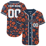 customized detroit tigers tropical hibiscus seashells navy jersey best selling
