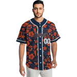 customized detroit tigers tropical hibiscus seashells navy jersey best selling