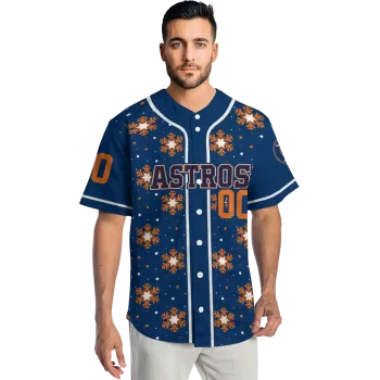 customized houston astros snowflake festive blue jersey fashion forward