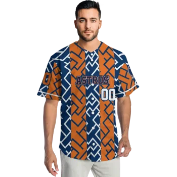 customized houston astros squares grid blue jersey fashion forward