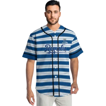 customized kansas city royals stripe layers royal blue white jersey fashion forward