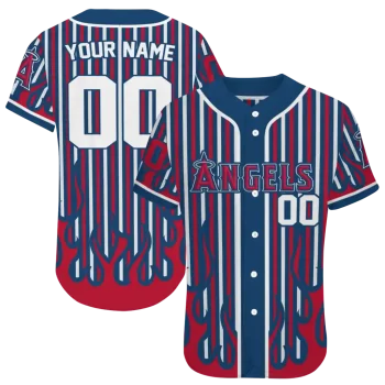 customized los angeles angels blazing stripes blue jersey best selling